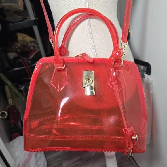 Samantha Thavasa Authentic Red PVC Clear Bag Crossbody/shouldwr Bag - Picture 9 of 16